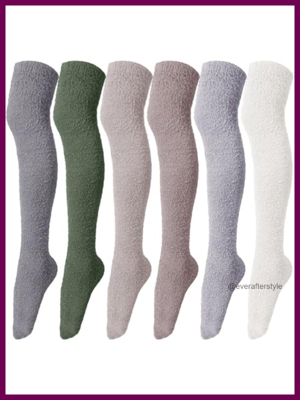 Fuzzy Knee High Socks for Women Long Winter Socks 6 Pairs